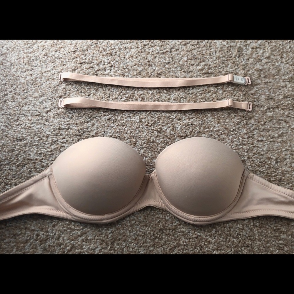 PINK: Nude Strapless Push-up Bra
